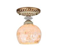 IUokLU Lámpara De Techo Pequeña para Pasillo, Estilo Tiffany, Estilo Antiguo, Semiempotrada, con Vitrales, para Cocina, Baño Y Exterior (Diámetro De 15 Cm).