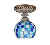 IUokLU Lámpara De Techo Pequeña para Pasillo, Estilo Tiffany, Estilo Antiguo, Semiempotrada, con Vitrales, para Cocina, Baño Y Exterior. Diámetro: 20 Cm.