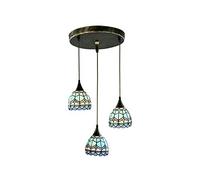 IUokLU Lámpara De Techo Retro Europea E27 De Tres Luces, con Cristal Tiffany Creativo, Ideal para Sala De Estar, Comedor, Bar, Cafetería, Pasillo, Puerta De Entrada, 3(3 Ronda-D)