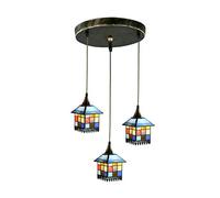 IUokLU Lámpara De Techo Retro Europea E27 De Tres Luces, con Cristal Tiffany Creativo, Ideal para Sala De Estar, Comedor, Bar, Cafetería, Pasillo, Puerta De Entrada, 3(3 Ronda-F)