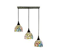 IUokLU Lámpara De Techo Retro Europea E27 De Tres Luces, Cristal Tiffany Creativo, Ideal para Sala De Estar, Comedor, Bar, Cafetería, Pasillo, Puerta De Entrada, 3 Luc