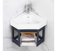 IUokLU Lavabo De Esquina con Mueble para Baño Que Ahorra Espacio - Lavabo De Cerámica Blanco Pequeño Y Moderno para Montaje En Pared.(Blanco-47Cm)