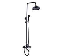 IUokLU Sistema de Ducha de Lluvia de 8 Pulgadas Grifo de Ducha de Bronce Negro Juego Combinado de Ducha de latón Mezclador de Lluvia de Doble manija montado en la,Estilo a