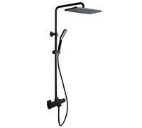 IUokLU Sistema de Ducha de Lluvia Negro Grifo de Ducha termostático Tipo Cascada Juego de Ducha Combinado de latón Mezclador de Lluvia montado en la Pared con,