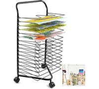 IUokLU Tendedero De Arte, 16 Capas, para Aulas Móviles, con Estantes De Alambre para Estudios De Arte, Uso Doméstico Y Clubes De Arte. Acabado con Pintura En Polvo.(Negro)