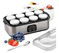 IUokLU Yogurtera eléctrica de 1400 ml con 8 tarros de 180 ml Pantalla LED Control de Temperatura Constante fácil Limpieza yogurtera automática para Hacer en casa,