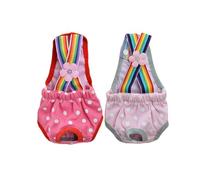 IUOUTG 2 Piezas Pañales para Perros Pantalones Fisiológicos Lindos para Mascotas Femeninas con Tirantes Algodón Transpirable Calzoncillos Menstruales para Perros Pequeños y Medianos