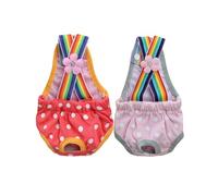 IUOUTG 2 Piezas Pañales para Perros Pantalones Fisiológicos Lindos para Mascotas Femeninas con Tirantes Algodón Transpirable Calzoncillos Menstruales para Perros Pequeños y Medianos