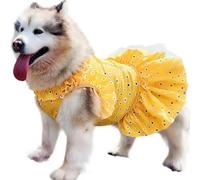 IUOUTG Amarillo Vestido De La Princesa para Perros Grandes, Verano Floral Perro Tutu Falda, Algodón Encaje Mascota Boda Fiesta De Cumpleaños Traje para Perros Femeninos