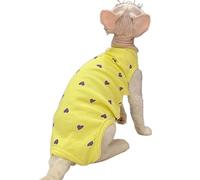 IUOUTG Chaleco De Ropa De Gato De Esfinge, Camiseta Fresca Suave para Gato Sin Pelo, Ropa De Mascotas De Verano Linda con Patrón De Amor para La Fiesta De Cumpleaños De Devon Rex