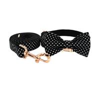 IUOUTG Collar de perro para perros pequeños, medianos y grandes, con diseño de lunares, color negro y blanco, para boda, collar y correa