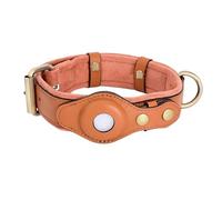 IUOUTG Cuello De Perro De Cuero con Fijación De rastreador, Cuello De Mascota Ajustable, Funda Protectora De Rastreador De Paseo Al Aire Libre con Almohadilla De Cuero De Terciopelo