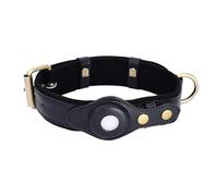 IUOUTG Cuello De Perro De Cuero con Fijación De rastreador, Cuello De Mascota Ajustable, Funda Protectora De Rastreador De Paseo Al Aire Libre con Almohadilla De Cuero De Terciopelo