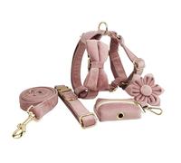 IUOUTG Juego de arnés para Perros de niña Linda, Juego de Correa de Collar de Perro Ajustable con Flor y Lazo