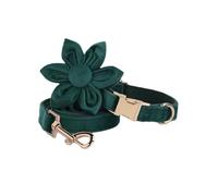 IUOUTG Juego de Collar y Correa para Perro navideño con Collar de Perro de Terciopelo con Flores, Collar Ajustable para Cachorros con Hebilla de Metal para Perros pequeños, medianos y Grandes