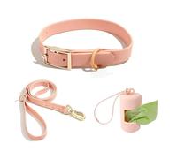 IUOUTG Juego de Correa y Collar para Perro, Coloridos e Impermeables, para Perros pequeños, medianos y Grandes, Collar Suave para Perros con Soporte para Bolsa para popó para niños y niñas