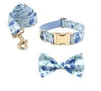 IUOUTG Lindo juego de collar y correa para perro con pajarita, hebilla de liberación rápida, accesorios únicos y cómodos para mascotas para perros machos, pequeños, medianos y grandes