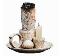 IUOUTG Soporte para Palos Palo Santo, 4 En 1 Quemador De Incienso De Cerámica, Candelero De Salvia Multipropósito, Bandeja De Ceniza para Sala De Yoga De Meditación