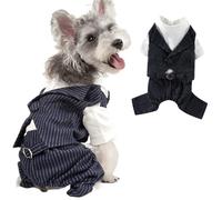 IUOUTG Traje De Perro A Rayas Smoking con Corbata, Ropa De Boda De Cumpleaños De Cachorro De Caballero, Traje De Moda Formal para Perros Pequeños Y Medianos