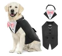 IUOUTG Traje De Smoxedo De Perro Y Bandana Set, Traje De Boda Formal para Perros Grandes, Elegante Perro Príncipe Caballero Trajes Fiesta De Cumpleaños