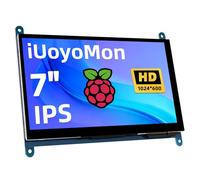 iUoyoMon Pantalla 7 Pulgadas para Raspberry Pi, Pantalla LCD Capacitiva IPS HDMI de 1024×600, Mini Monitor Portátil Compatible con Raspberry Pi 5/4/3 BB Black Banana Pi Win11/10/8/7 (No táctil)