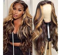 IUPin 200% Densidad Resaltar Ombre Encaje Frontal Peluca De Cabello Humano 13X4 Hd Sin Glueless Cuerpo Onda Encaje Frente Pelucas De Cabello Humano Pre Roto Color 4/27 Rubio Miel Fro