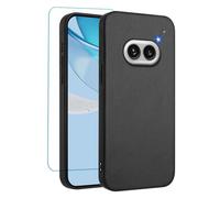 IUQXU Funda para teléfono Nothing 2a/2a Plus con protector de pantalla antideslizante, delgada, a prueba de golpes, funda de piel sintética suave para Nothing 2a+ Phone2a+, color negro