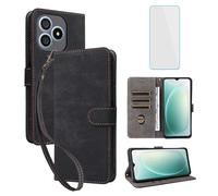 IUQXU Funda tipo cartera para Blackview Wave 9C con protector de pantalla [bloqueo RFID] de cuero con ranura para tarjetas con función atril para mujeres y hombres, funda para teléfono móvil Blackview