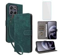 IUQXU Funda tipo cartera para Motorola Moto G67 5G/Motorola Moto G77 5G con protector de pantalla [bloqueo RFID] Funda de piel con función atril para Motorola G 67 77 MotoG67 MotoG77 Verde