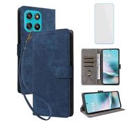 IUQXU Funda tipo cartera para Motorola Moto G67 Power/G57 5G/G57 Power con protector de pantalla [bloqueo RFID], funda de piel con función atril para Motorola G 57 67 Power Moto G57Power G67Power Azul