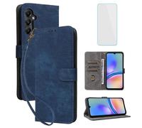 IUQXU Funda tipo cartera para Samsung Galaxy M14 4G/A05S con protector de pantalla [bloqueo RFID] de cuero con función atril para mujeres y hombres, funda para teléfono celular Galaxy M 14 4G SM-A057G