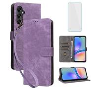 IUQXU Funda tipo cartera para Samsung Galaxy M14 4G/A05S con protector de pantalla [bloqueo RFID] de piel con función atril para mujeres y hombres, funda para teléfono celular Galaxy M 14 4G SM-A057G