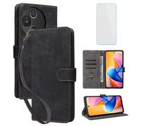 IUQXU Funda tipo cartera para TCL 60 R 5G/TCL 60 5G con protector de pantalla [bloqueo RFID] de cuero con soporte para tarjetas y soporte para teléfono celular para mujeres y hombres, para TCL60