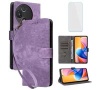 IUQXU Funda tipo cartera para TCL 60 R 5G/TCL 60 5G con protector de pantalla [bloqueo RFID] de cuero con soporte para tarjetas y soporte para teléfono celular para mujeres y hombres, para TCL60