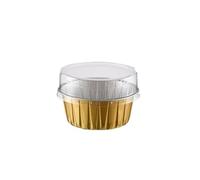 IUVYTA 100 moldes de Aluminio de 125 ml for Hornear Pasteles, pudines, mousses, postres, Magdalenas, Pasteles, Magdalenas, con Tapa.(Gold)