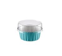 IUVYTA 100 moldes de Aluminio de 125 ml for Hornear Pasteles, pudines, mousses, postres, Magdalenas, Pasteles, Magdalenas, con Tapa.(Blue)