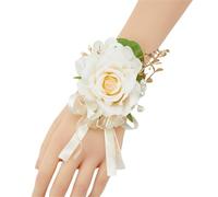 IUVYTA Corsage Boda Ramo de Boda, Rosas Seda, Ramillete, Pulsera Dama Honor, Flores, Testigo, Hombre, Ojal, Accesorios for Traje(Wrist Flower-H)