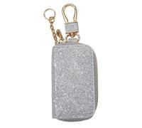 IUVYTA Portallaves Organizador Bolsa brillante for llaves, organizador con cremallera, funda de llave coche, llavero, BILLETERA, protectora(Silver)