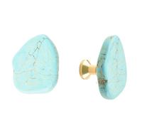 IUVYTA Tiradores de latón de piedra blanca para muebles, cómodas, armarios, cajones, puertas y ganchos de pared (azul, tornillo de gancho de ropa)