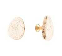 IUVYTA Tiradores de latón de piedra blanca para muebles, cómodas, armarios, cajones, puertas y ganchos de pared (blanco, tornillo para manija de gabinete)