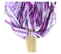 IUVYTA Varita Cinta Gimnasia Ritmica Serpentinas de Cinta Seda con cascabeles, palitos Hadas for Recuerdos y decoración Bodas(Purple,50PCS)