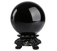 IUYIXWFP Bola de Cristal de obsidiana Natural para meditación, adivinación, Feng Shui y curación - Esfera de obsidiana Negra con Soporte,1.96in
