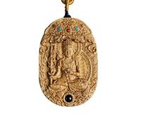 IUYIXWFP Colgante de Madera de agar Sao Di Sheng, Medalla de Buda del año de Nacimiento del Bodhisattva Manjushri del Conejo del zodíaco, Collar de Madera Natural de Chenxiang,E