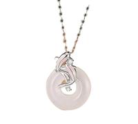 IUYIXWFP Collar con Colgante de Hebilla de Paz Ruyi de Lujo Ligero para Mujer - Gargantilla de Jade hetiano de imitación de Nube propicia, joyería de Cadena de clavícula,B