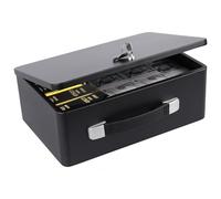 IUZIT Caja de documentos ignífuga con cerradura de llave, caja de seguridad resistente al fuego para objetos de valor, documentos, pasaporte, dinero en efectivo, pistolas, tamaño exterior 12.7 x 8.7 x