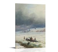 Ivan Aivazovsky-Pulling A Wagon Out of The Ice - 1 decoración del hogar, arte de pared, impresiones para colgar en el dormitorio, pintura decorativa para habitación, estética, 50 x 75 cm
