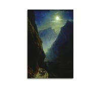Ivan Konstantinovich Aivazovsky Darryl Canyon on A Moonlit Night - Póster decorativo para colgar en la pared del hogar, decoración del hogar, dormitorio, habitación, estética, 40 x 60 cm