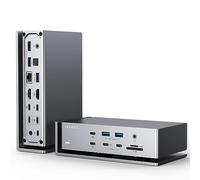 iVANKY 20-in-1 FusionDock MAX 1 Compatible con Thunderbolt 4, Monitor Quad 6K@60Hz, 40Gbps Dock para MacBook M1/M2/M3 Pro/MAX, 2*HDMI, 7 * 10Gbps USB, 2,5GbE, 96W PD, SD/TF 4.0, Plateado
