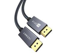 IVANKY Cable DisplayPort 1.4 3m, 8K@60Hz, 4K@165Hz, 2K@240Hz, DP 1.4 Cable compatible con HDR10, FreeSync, G-Sync, DTS-HD, 32,4 Gbps DSC1.2, adecuado para monitor de juegos tarjeta gráfica - Gris