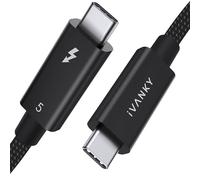 IVANKY Cable Thunderbolt 5 certificado Intel de 3.3 pies, ancho de banda de hasta 120 Gbps y carga de 240 W, cable Thunderbolt trenzado premium de 80 Gbps, compatible con Thunderbolt 4/3, USB4